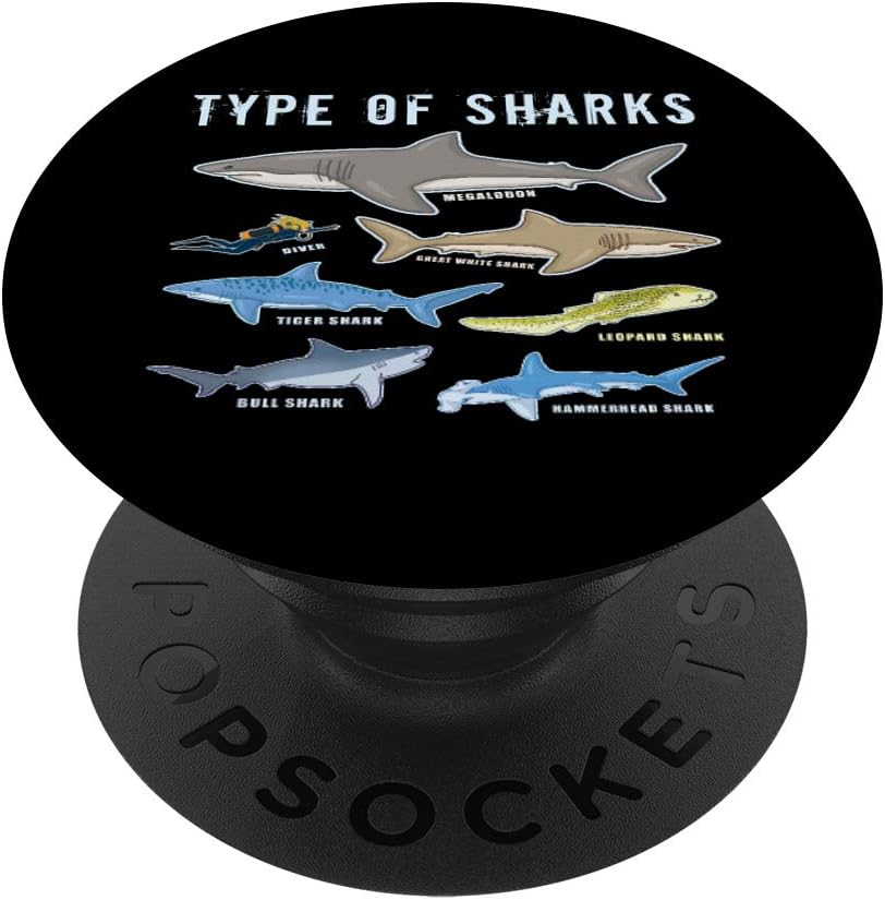 Type of Sharks 6 Sharks Sea Creatures Cute Shark PopSockets Swappable PopGrip Cell