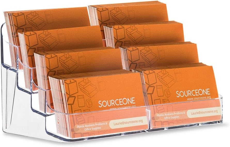 SOURCEONE.ORG 8 Pocket Desktop Clear Acrylic Business Card Holder : Office Products