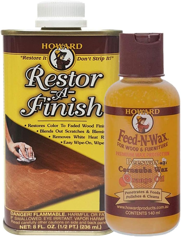 Restor A Finish Water Mark Remover Mahogany + Feed N Wax. Removes Heat Rings, Water Stains, Scuffs, Watermarks, White Rings and Scratches in Wooden Furniture (236ml+140ml)