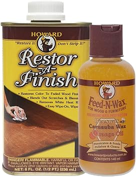 Restor A Finish Water Mark Remover Cherry + Feed N Wax. Removes Heat Rings, Water Stains, Scuffs, Watermarks, White Rings and Scratches in Wooden Furniture 236ml+140ml