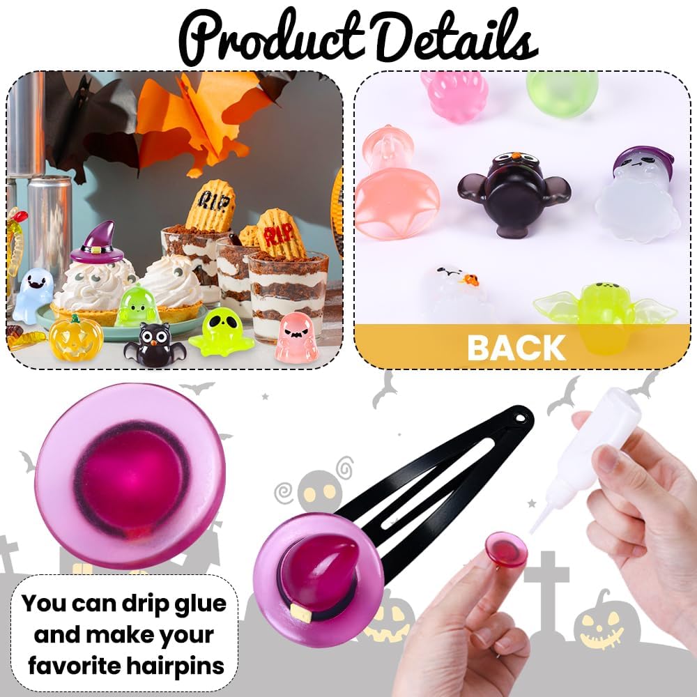 XIMISHOP 32PCS Mini Halloween Resin Luminous Ornaments,32 Styles Little Tiny Halloween Resin Pumpkins Ghost Miniature Small Halloween Plastic Figures Glow in The Dark for DIY Landscape Desk Decor - Image 4