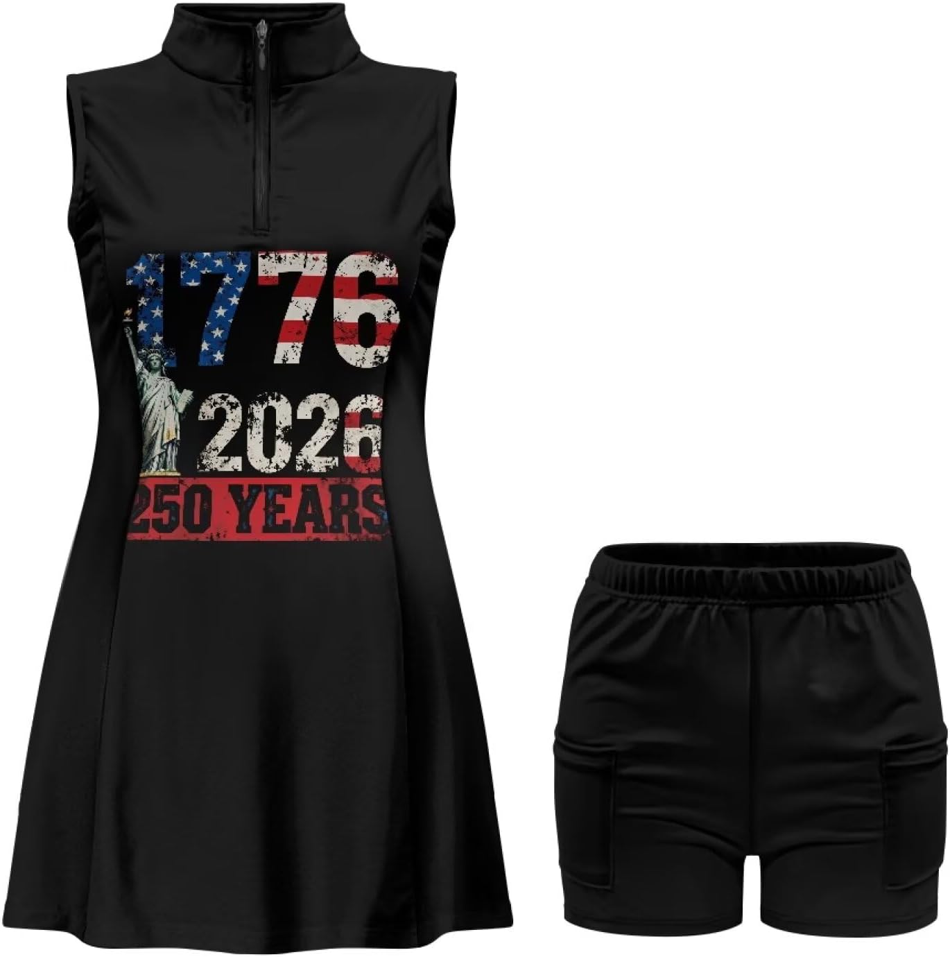 Womens Zipper Collared Tennis Dress Sleeveless Built in Shorts Golf Athletic Workout Exercise Dress with Pockets - Image 6