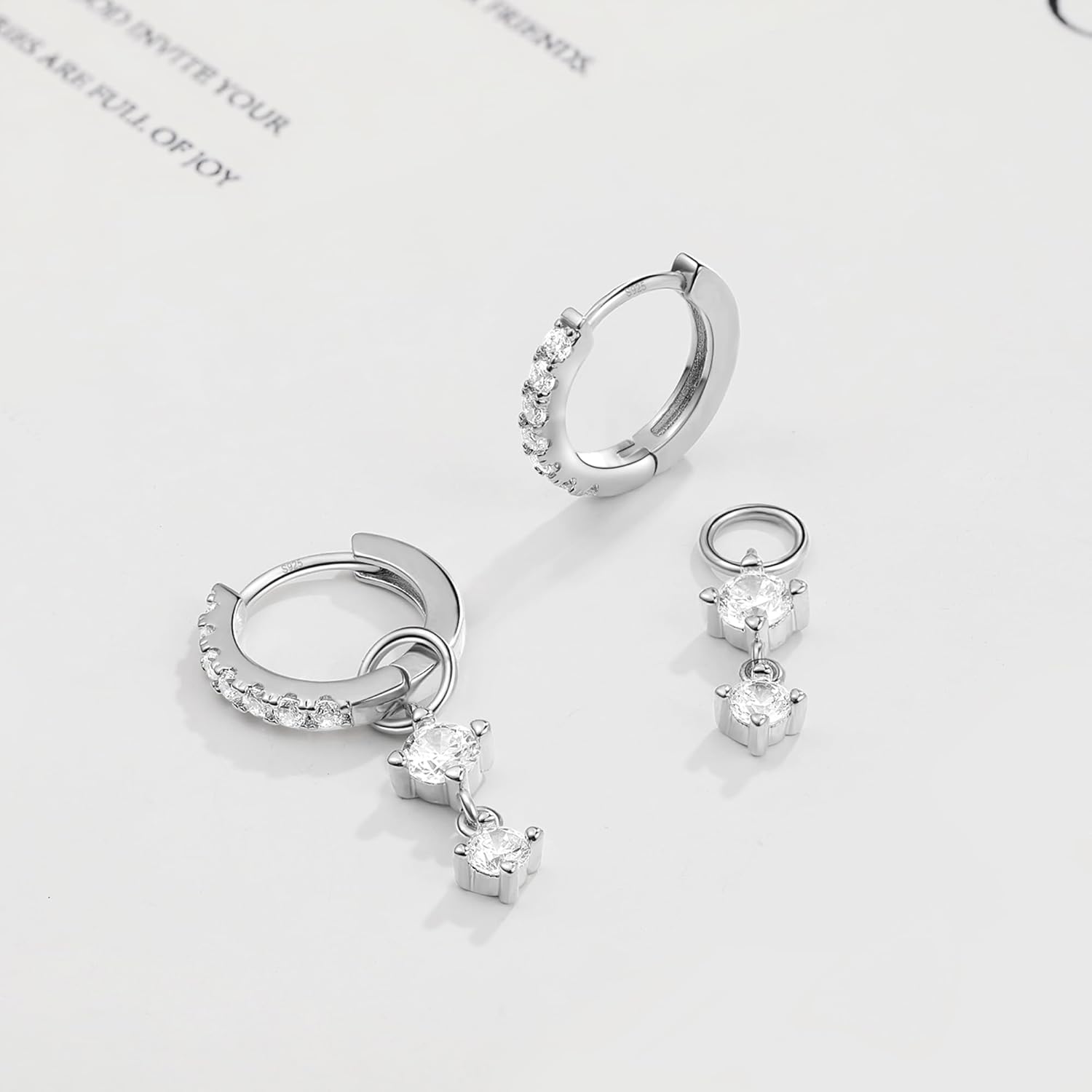 DAILY VIBES Cute Dangle Huggie Earrings for Women 925 Sterling Silver Post Dainty 14K Gold Plated Mini CZ Butterfly Star Cross Heart Charm Drop Cartilage Small Hoop Earrings - Image 6