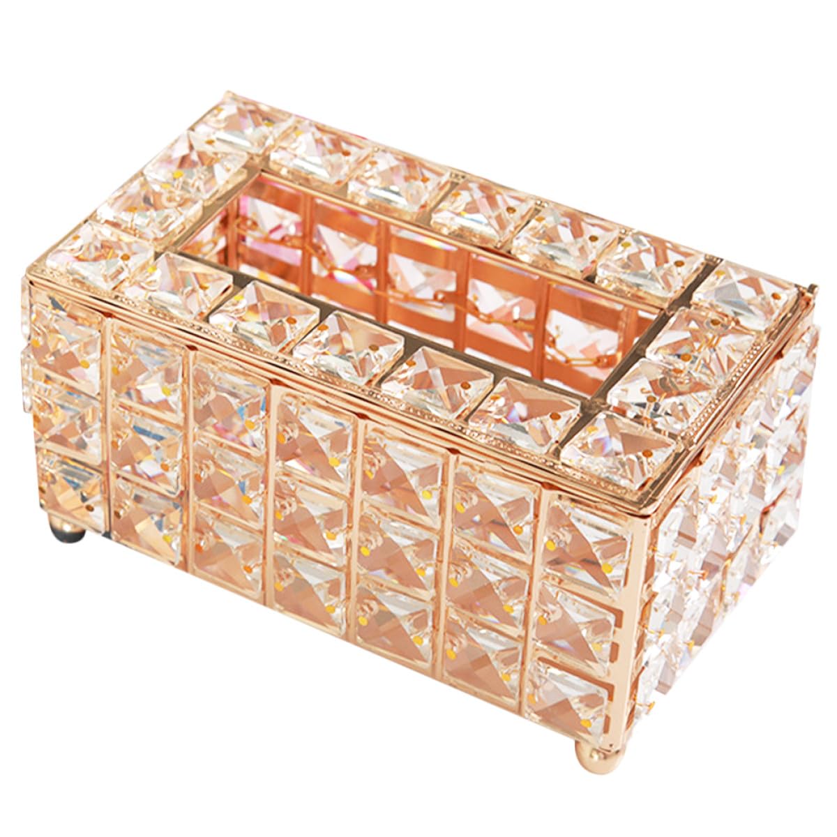 Boîte à mouchoirs en métal rose doré organisateur compact 7 compartiments