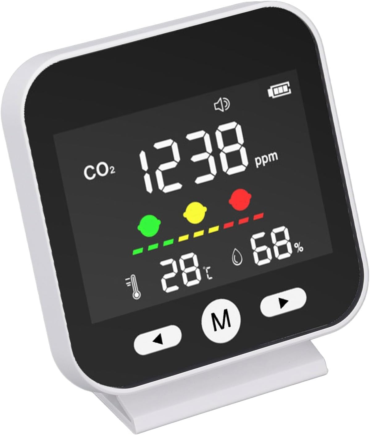 Quality with High Accuracy CO2 Temperature Humidity Detector for Desk, 400-5000ppm CO2 Quality Tester, Desktop