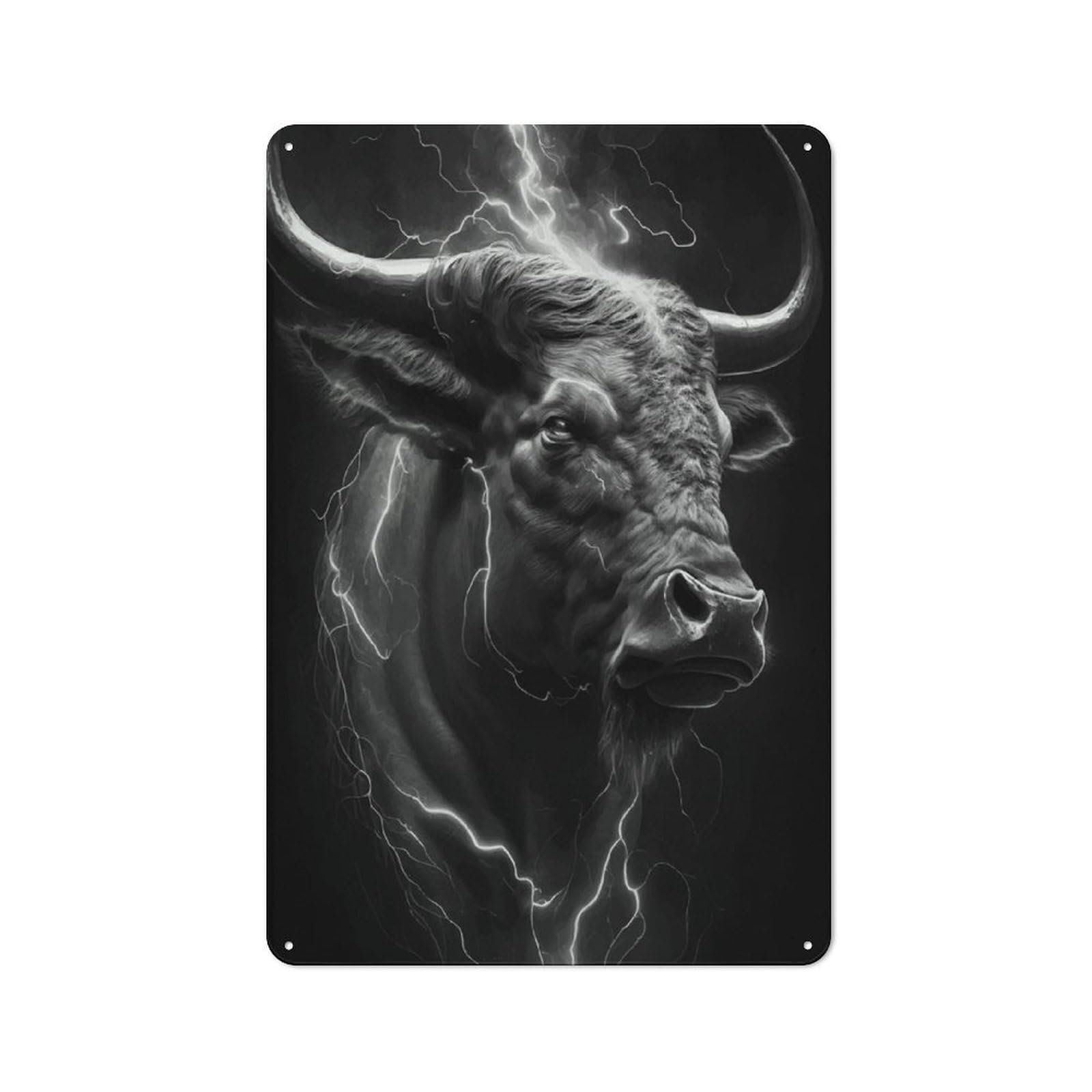 Black Bull Head Vintage-inspired Tin Sign 30x20cm for Garage Or Workshop, for Vintage Wall Decor Fans, for Metal Sign Collectors