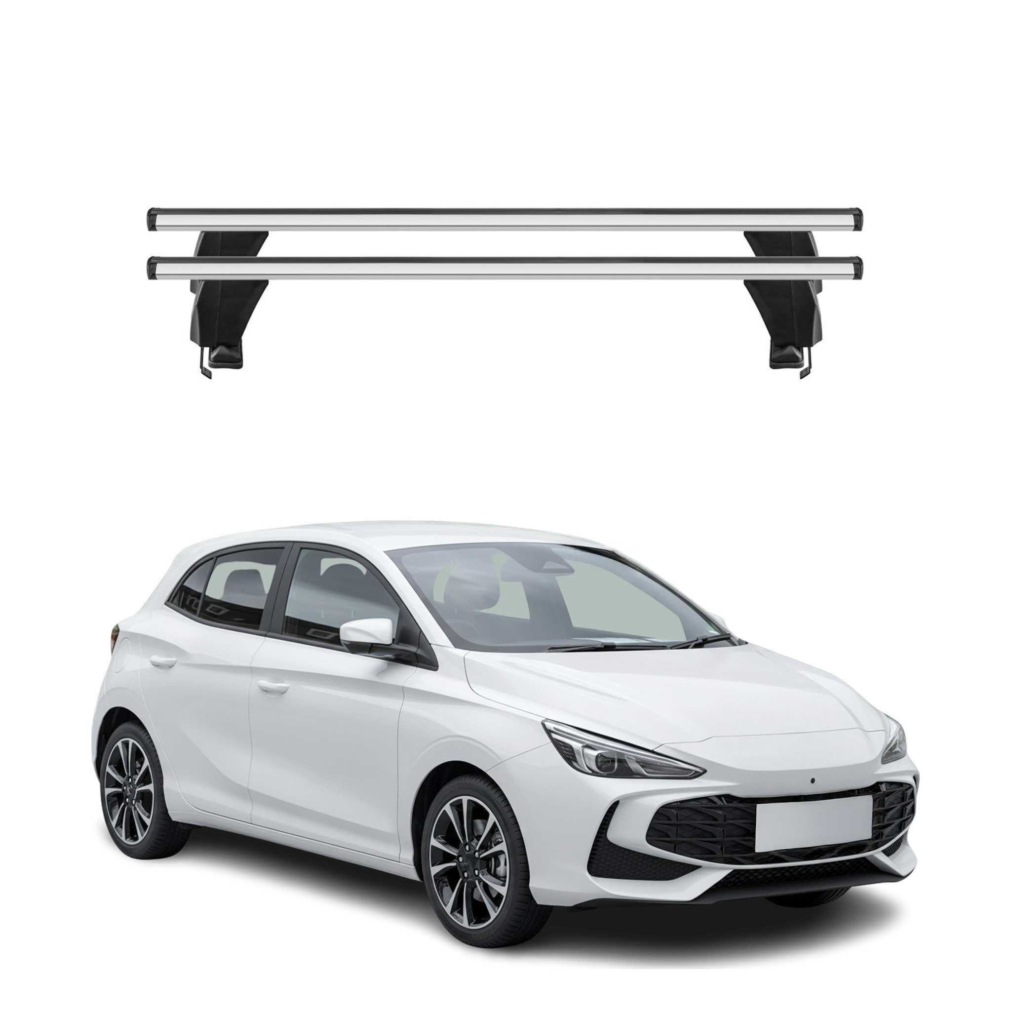 OMAC Poprzeczki aluminiowe do MG3 III 2024-2026 – Zamykane – Rowek T – City Crash Tested – Nośność 50 kg Szary