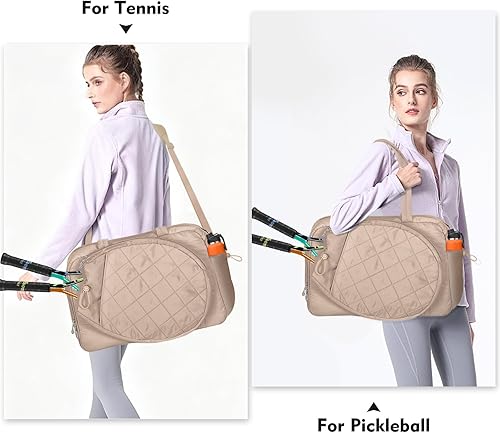 Miniatura 2 de YEEGO DIRECT Bolsa de tenis para mujer, multifuncional con compartimento para zapatos y bolsillo húmedo, se adapta a 2 raquetas (27 pulgadas), palas