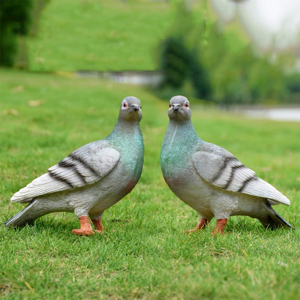MNUvxzaewf Garden Statues Outdoor Decor Balcony Figurine Pigeon Lawn Animal Statue Bird(Grey,30cm*2)