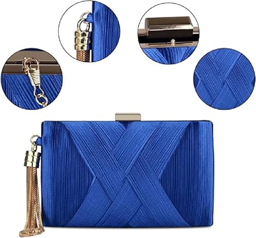 Women's Elegant Tassel Pendant Silk Evening Bag Clutch Purse For Bride Wedding Prom Night Out Party (Green) #TOP3