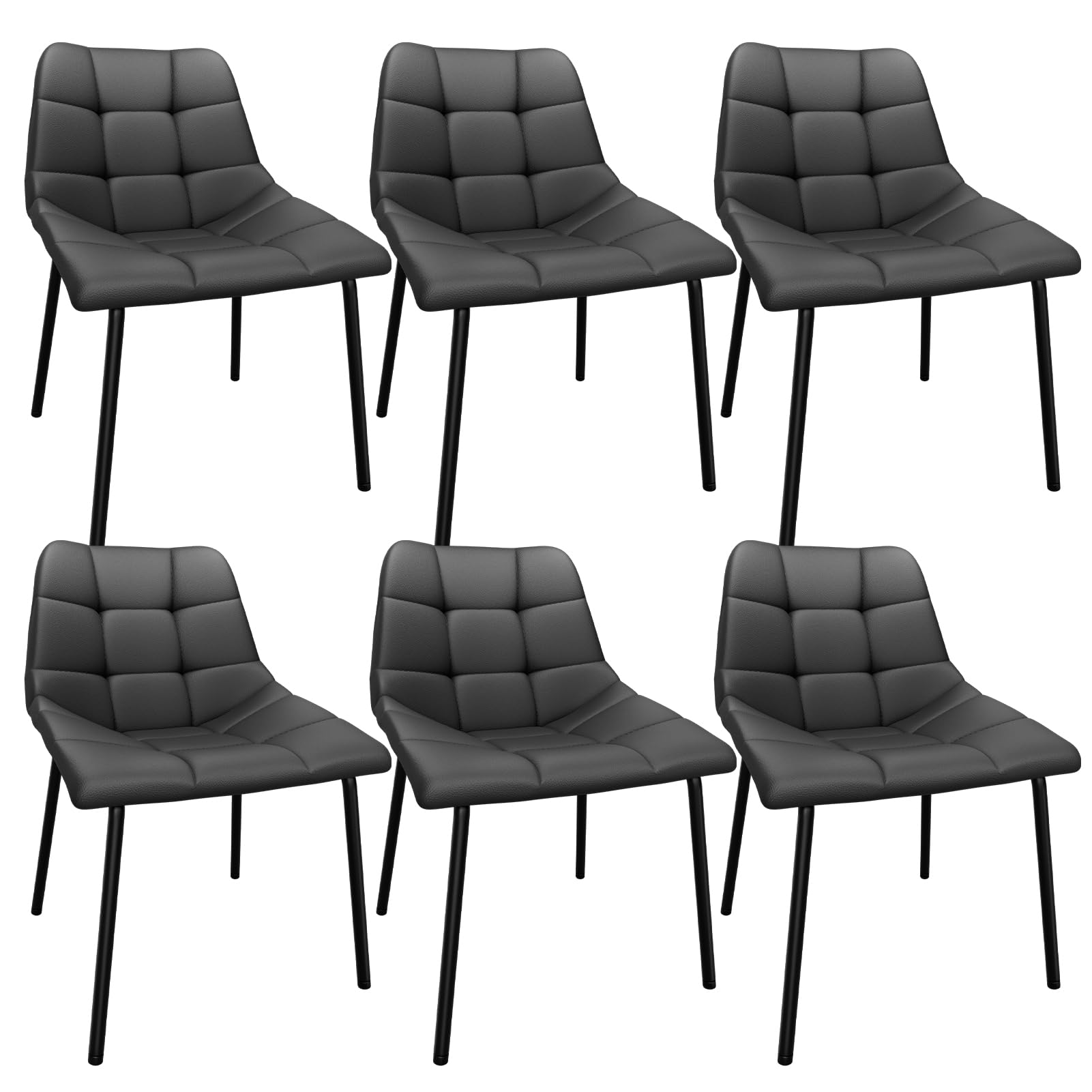 Set di 6 sedie da pranzo in stile scandinavo con schienale alto e gambe in metallo, eleganti mobili da cucina e soggiorno per un'elegante esperienza culinaria