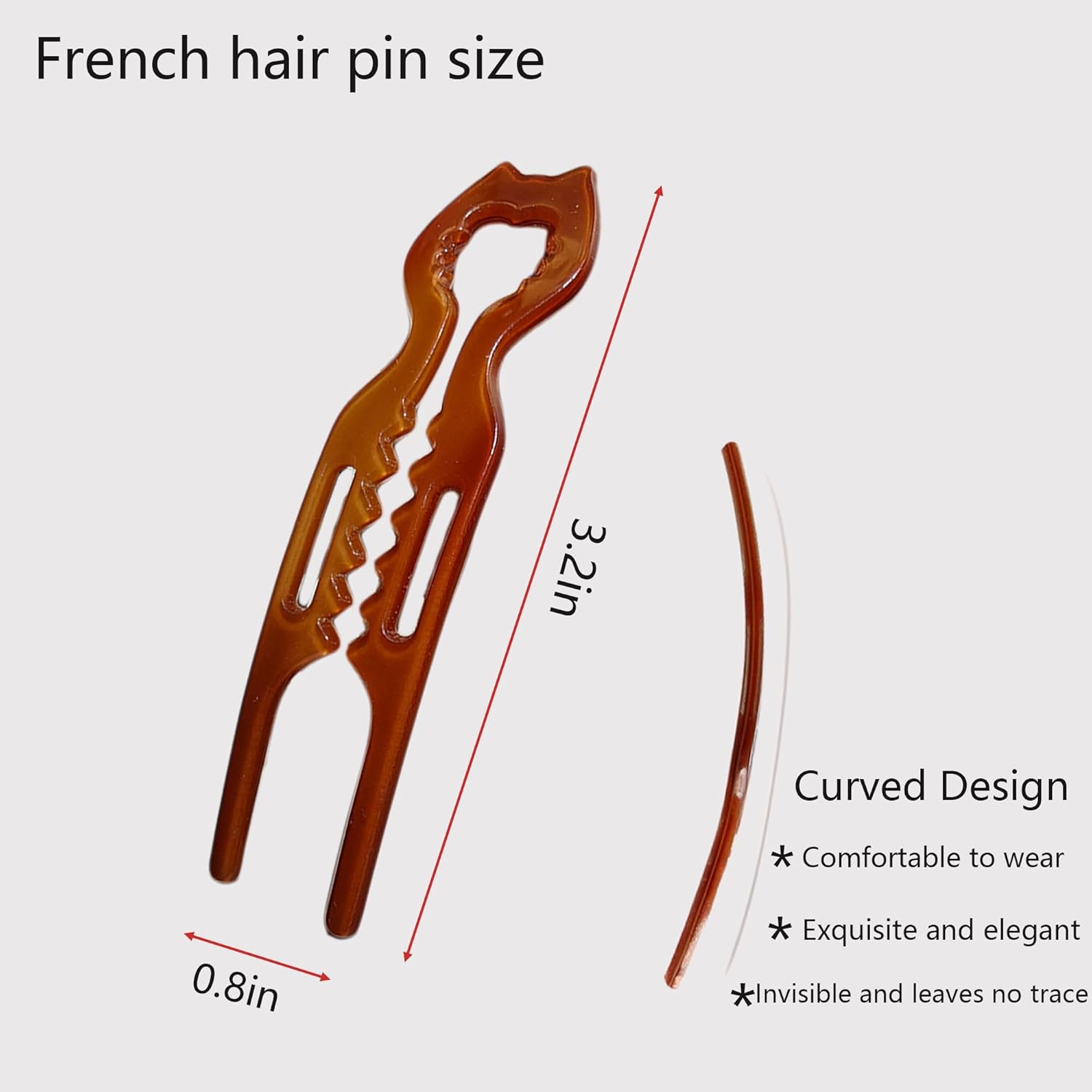 Prestige French Hair Pins - Serrated Anti-Slip Design,Curved Angle for Better Head Fit,French Hair Pins Elegant Hair Accessories for Women,Suitable for All Hair Types Valentine's Day Gifts（Small size） - Image 3