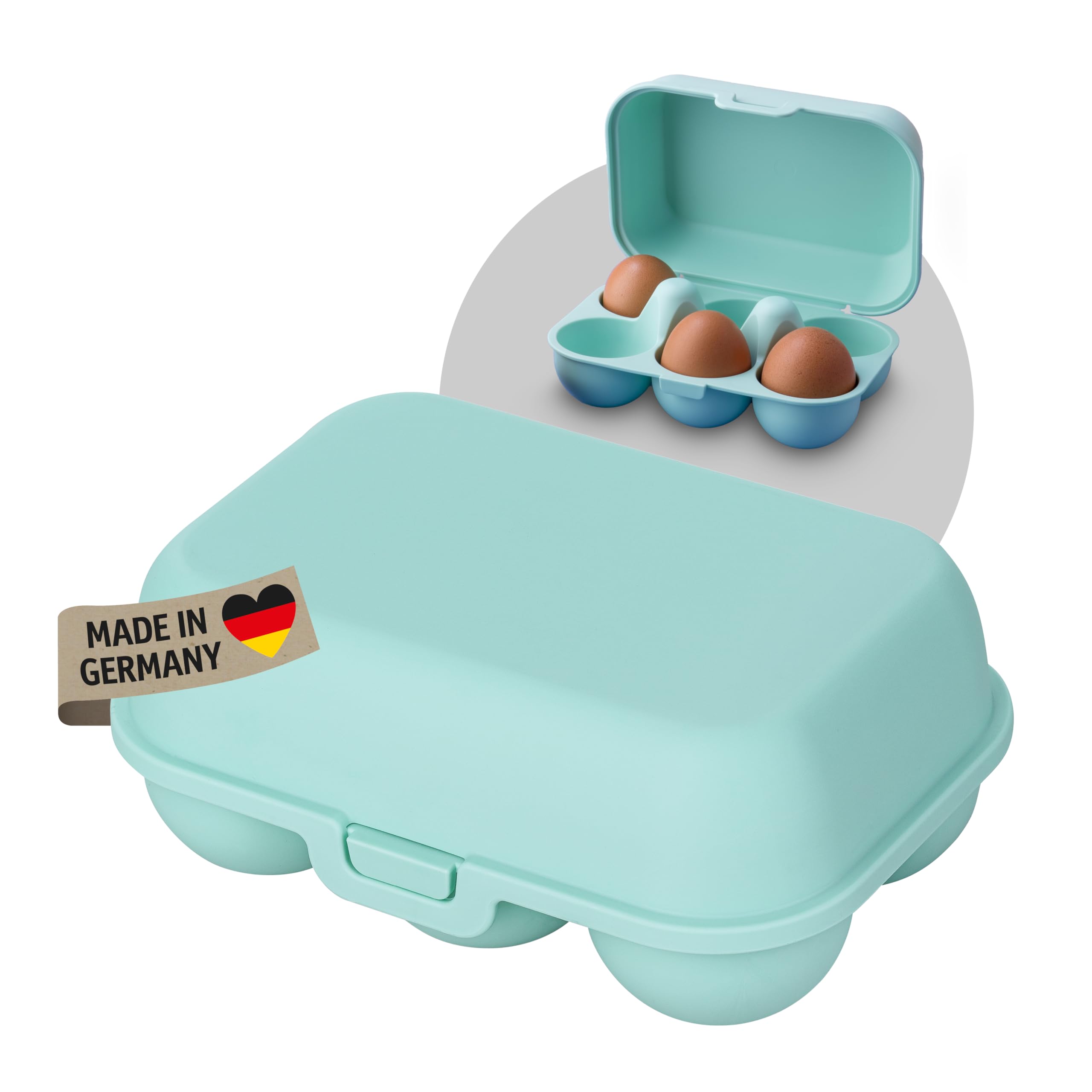 Koziol EGGS TO GO MINI Egg Box for 6 Eggs, Transport Box, Storage Box, Biocircular Plastic, Stackable, Dishwasher Safe, Kitchen, Household, Camping (Sweet Green)