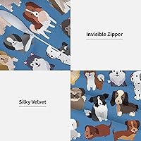 Vista 4 de Perinsto - Juego de 2 fundas de almohada decorativas con lindos perros cachorros, fundas de cojín suaves para sofá, sofá cama, decoración del hogar