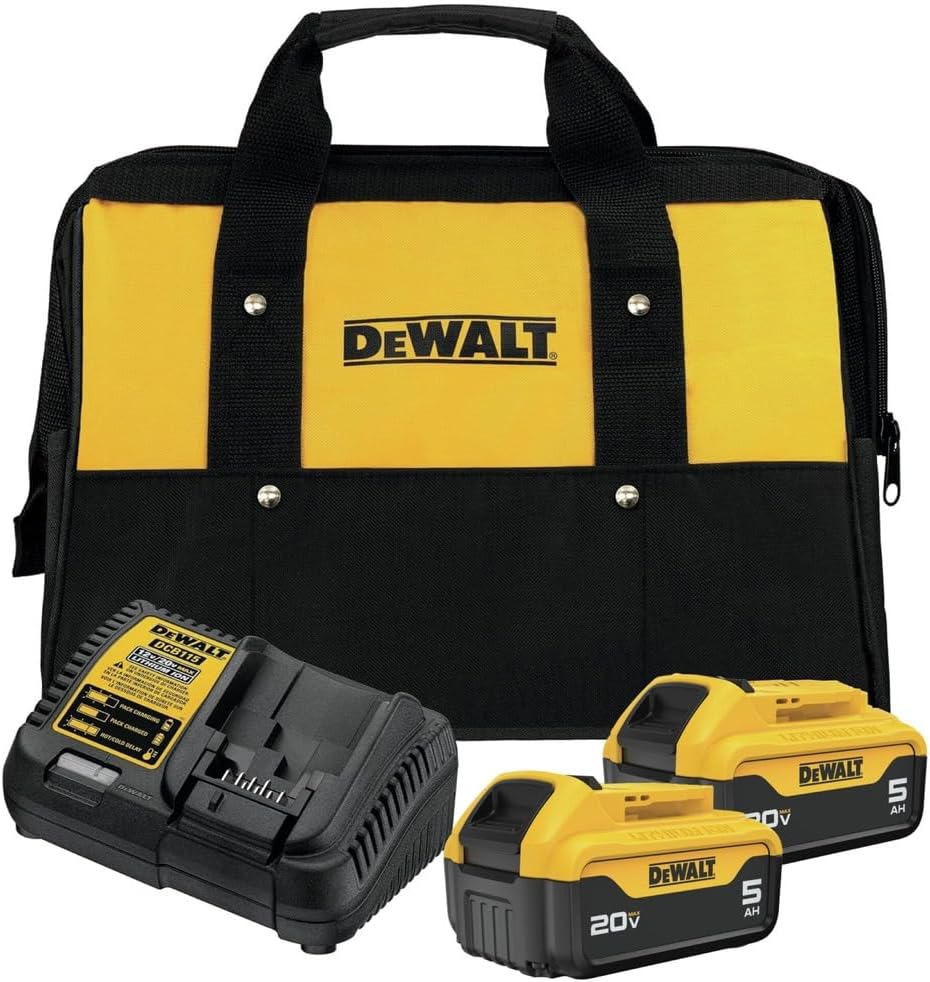 DEWALT DCB205-2CKR 20V MAX 5 Ah Lithium-Ion Batteries and 12V MAX - 20V MAX Charger Starter Kit (Renewed)