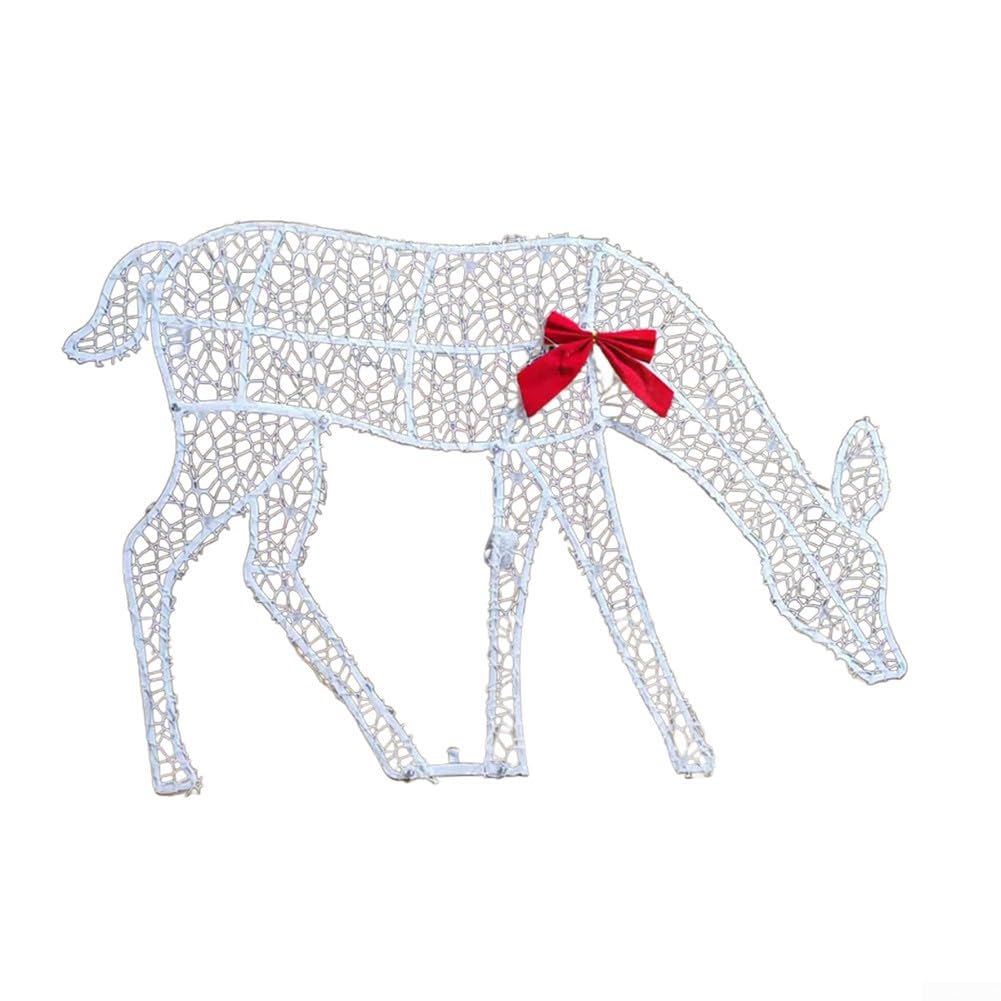 Beleuchtete Weihnachtsdekoration Hirsch 3 Stück Weihnachten Glitzernde LED Rentier Wetterbeständige Metall Hirsch Figur Outdoor Hof Rentier Urlaub Dekoration für Garten Festlich Hof