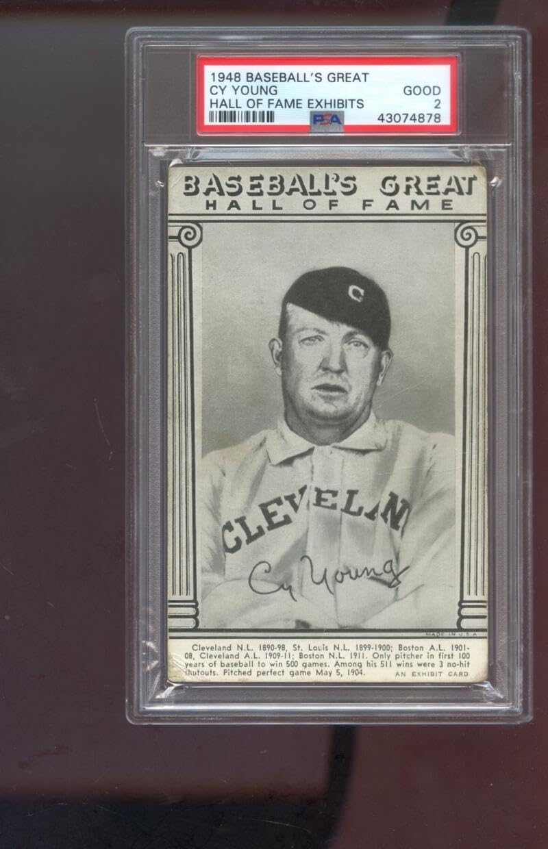 1948 Exhibits Baseball's Great Hall Of Fame Cy Young PSA 2 Graded Baseball Card MLB Exhibit