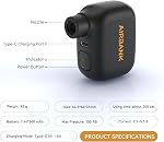 AIRBANK Mini Bike Pump Pocket SE, 100 PSI Electric Bicycle Air Pump for Road Bikes, Portable Bicycle Pump, Bicycle Tire Inflator for Schrader and Presta Valve with Rechargeable Battery