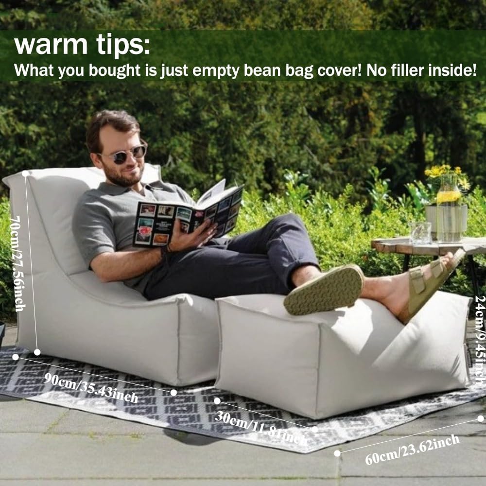 Boat Bean Bag Chair Outdoor Waterproof Bean Bag Cover No Filler Lounge Waterproof Outdoor Marine Beanbag Chair Patio Comfy Lazy Sofa Couch Seating for Camping Balcony(Darkgrey) image 4