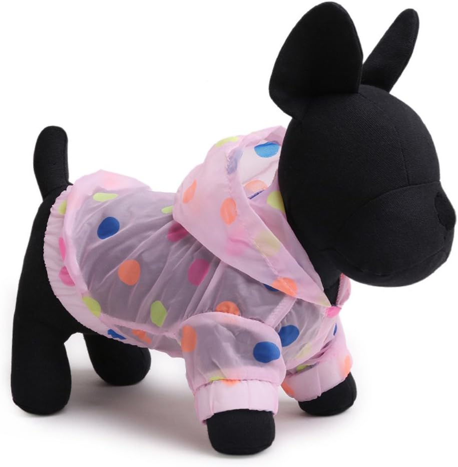 Tromy Polka Dots Pet Clothes Dog Raincoat Sunproof Hoodie Red,XS