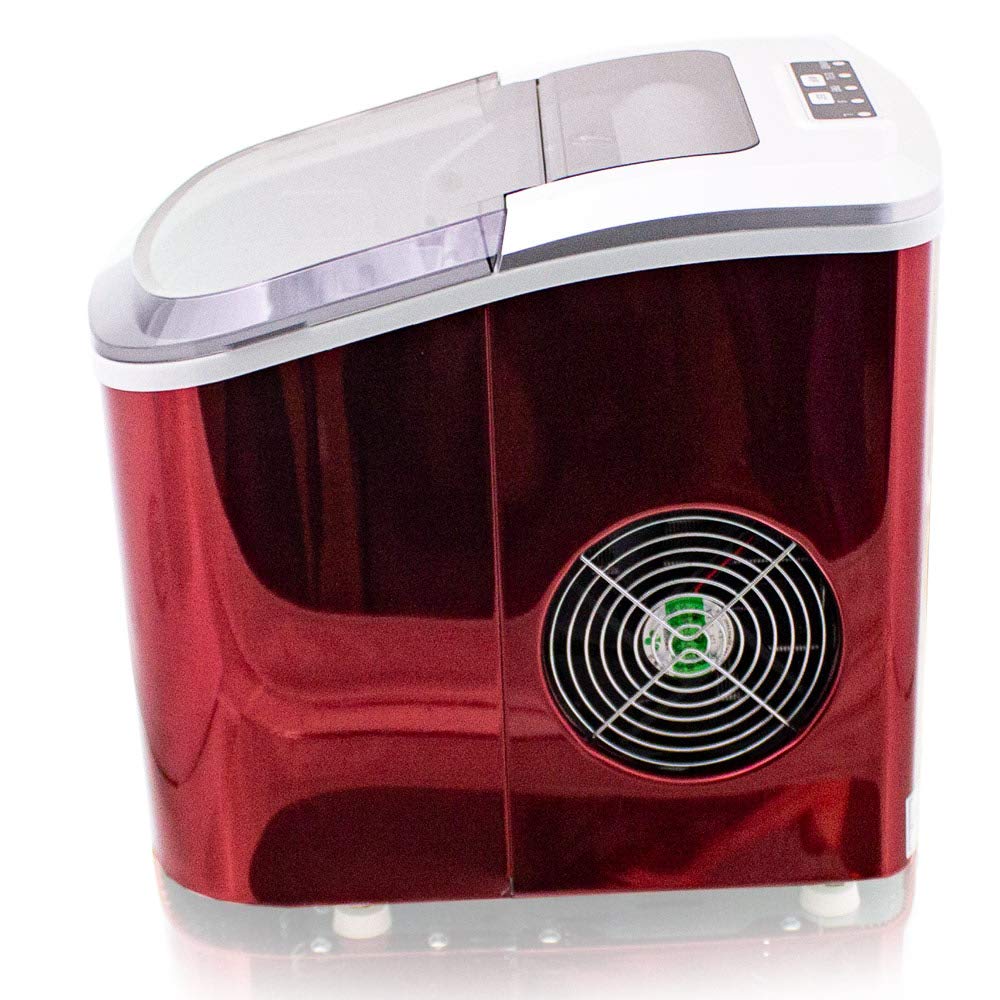 Eiswürfelmaschine Edelstahl Eiswürfelbereiter Eiswürfel Ice Maker Eis Maschine Icemaker (Rot)