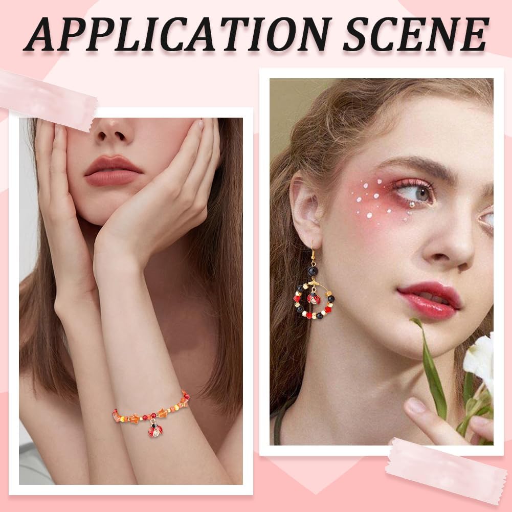 SUNNYCLUE 1 Box 30Pcs Ladybug Charms Lady Bug Charm Small Alloy Gold Rhinestone Enamel Lucky Red Cute Insect Charms Bulk for Jewelry Making Charms Supplies DIY Crafting Necklace Bracelets Beginners - Image 5