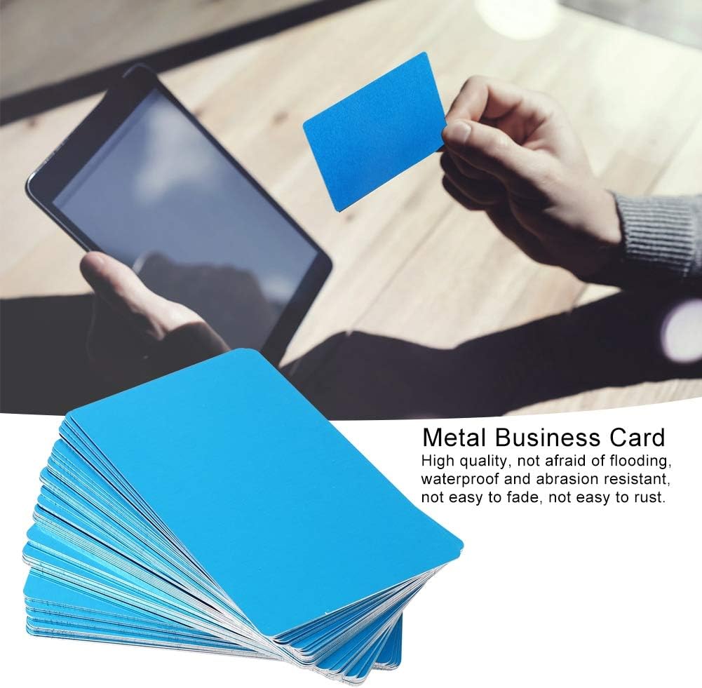 Fdit 50Pcs 0.45mm Thicken Marking Metal Card Aluminium Plate Nameplate Material Elegant Personalized Business Cards Blue