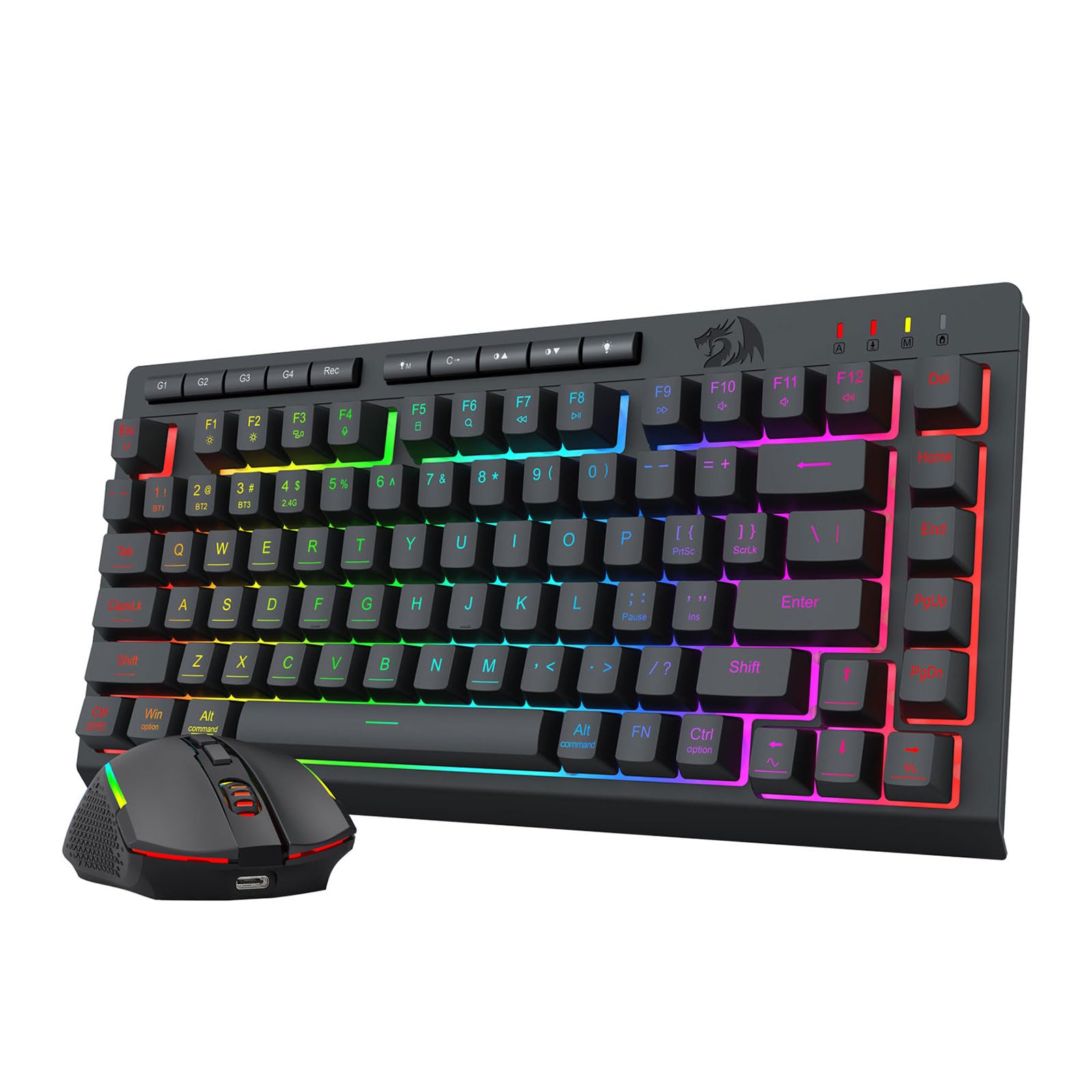 Amazon | Redragon 無線 キーボード マウスセット【BT/2.4G/USB-C有線