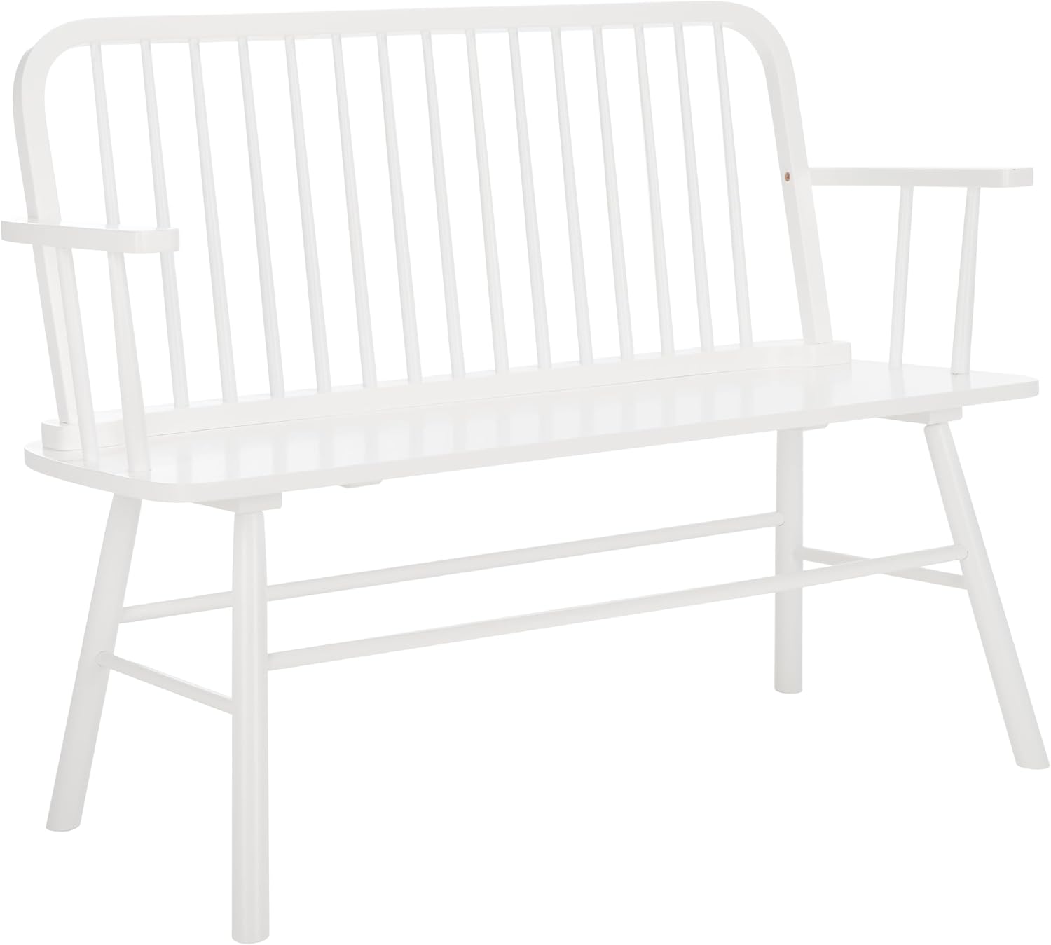 SAFAVIEH Home Collection – Lucilia Spindle Bench, White Solid Wood Entryway or Dining Bench, Windsor Style Seating (BCH8501B)