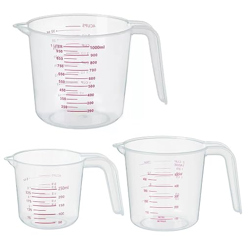 DTDNZKN 3 Pack Measuring Cups 250ml, 500ml, 1000ml