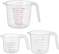 DTDNZKN 3-Pack Plastic Measuring Cups: 250ml/500ml/1000ml BPA-Free Set with Clear Markings, Spouts & Handles for Baking Cooking