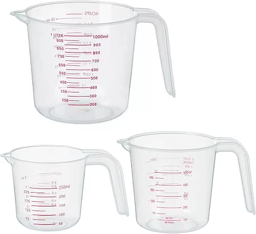 DTDNZKN 3 Pack Measuring Cup Set, Includes 250Ml (1-Cup), 500Ml