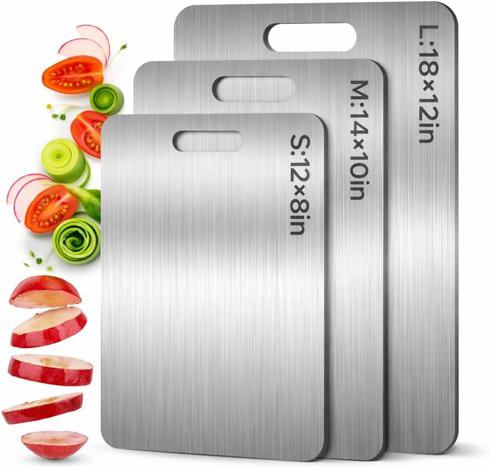 Pure 100% Titanium Cutting Board, Food-Grade & Knife-Friendly, Durable Double-Sided Design, Dishwasher Safe for Meat, Fish, Fruit & Vegetables (18 x 12)