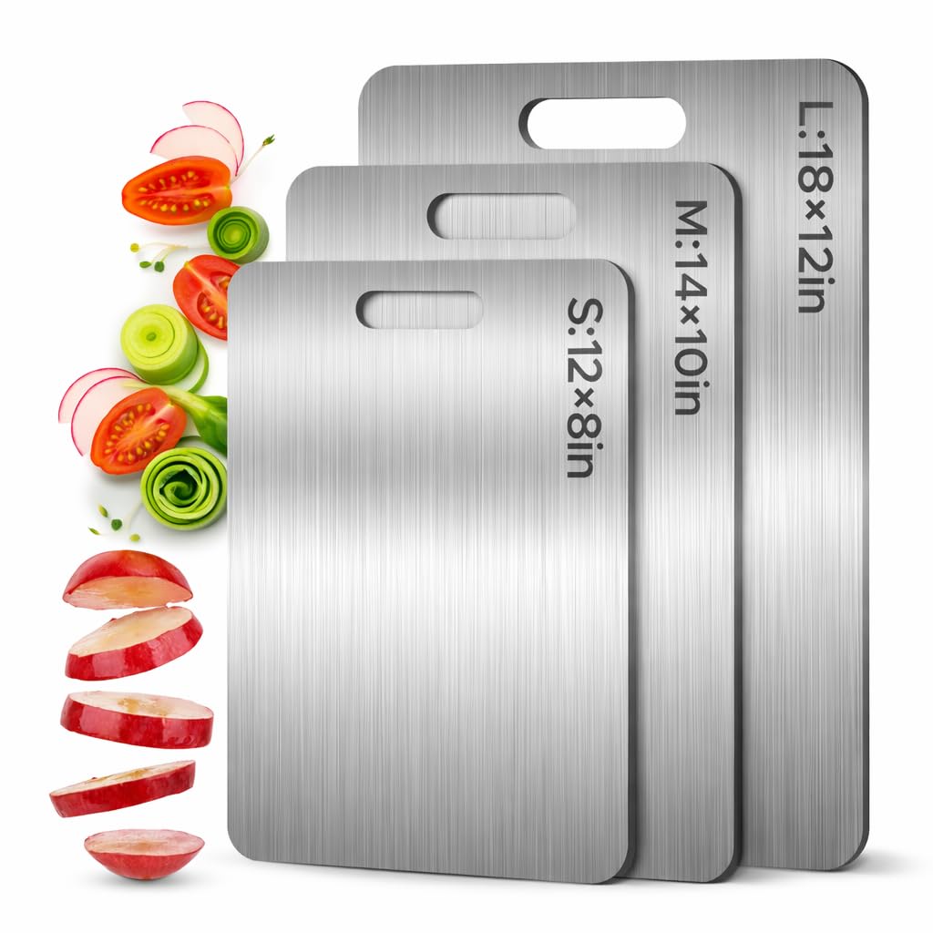 Pure 100% Titanium Cutting Board, Food-Grade & Knife-Friendly, Durable Double-Sided Design, Dishwasher Safe for Meat, Fish, Fruit & Vegetables (18 x