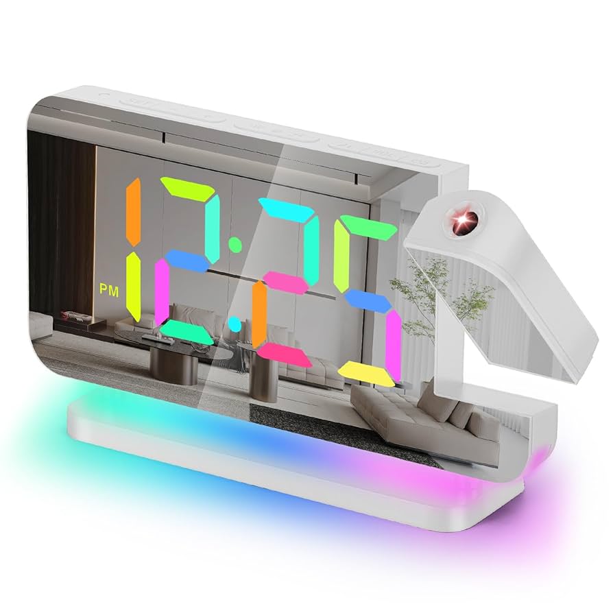EVILTO Projection Alarm Clock, Digital Colorful Clock With 180
