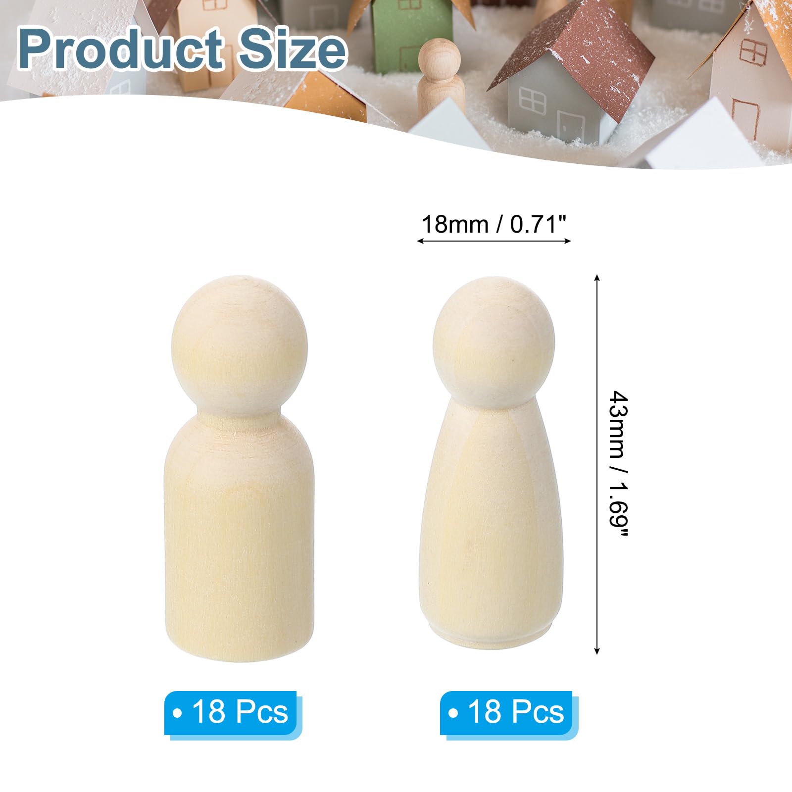 PATIKIL 1.69" Height Wooden Pegs Peoples - Image 2