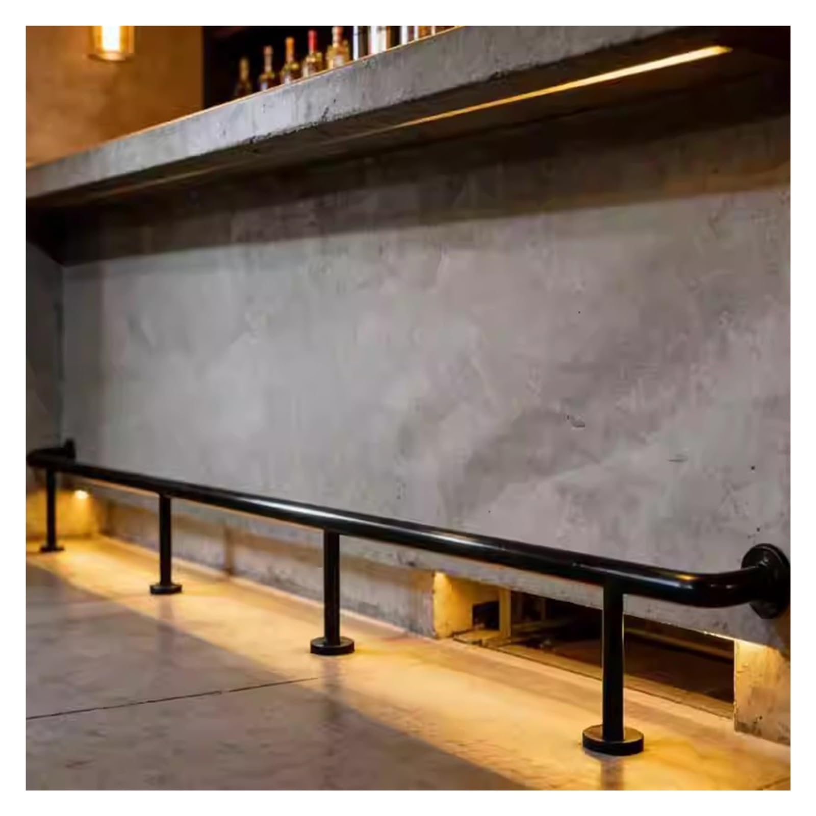 Barre de protection pour pieds de bar avec matériel de fixation, support de repose-pieds robuste de 3 m (9,8 pi) en acier inoxydable noir - Idéale pour les restaurants et pubs, elle offre ég