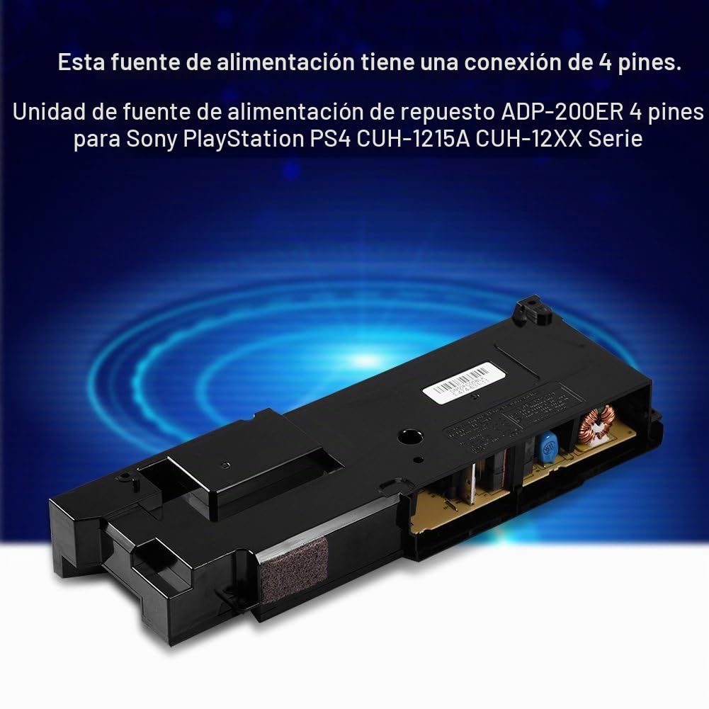 Wendry - Fuente de alimentación de Repuesto ADP-200ER de 4 Pines para Sony Playstation PS4, CUH-1215A CUH-12XX, ABS, Resistente al Desgaste y anticorrosión