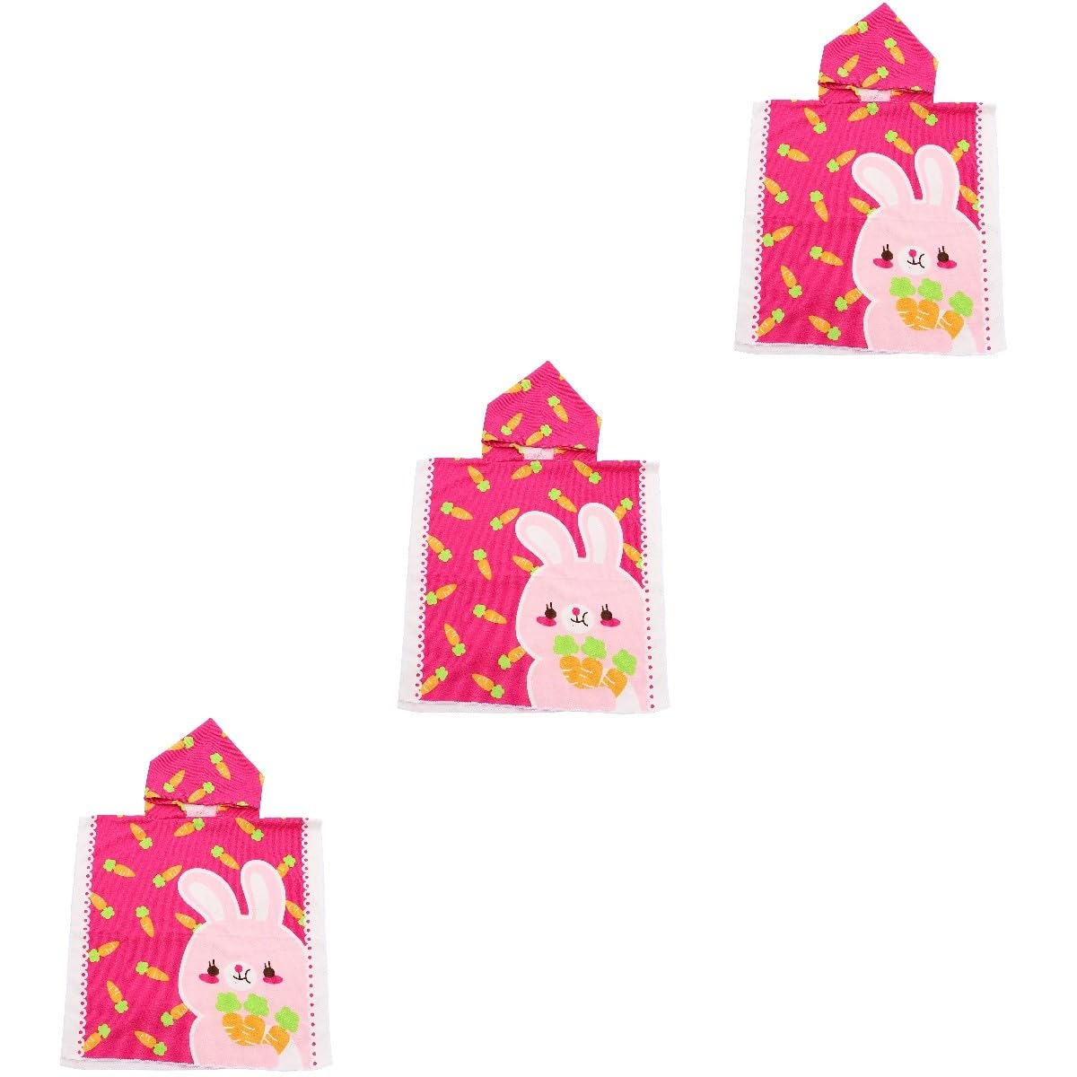 STOBAZA 3pièces Serviette De Plage à Capuche pour Garçon Fille Serviette De Bain Carrot Douce Et Absorbante pour Piscine Et Plage Motif Adorable