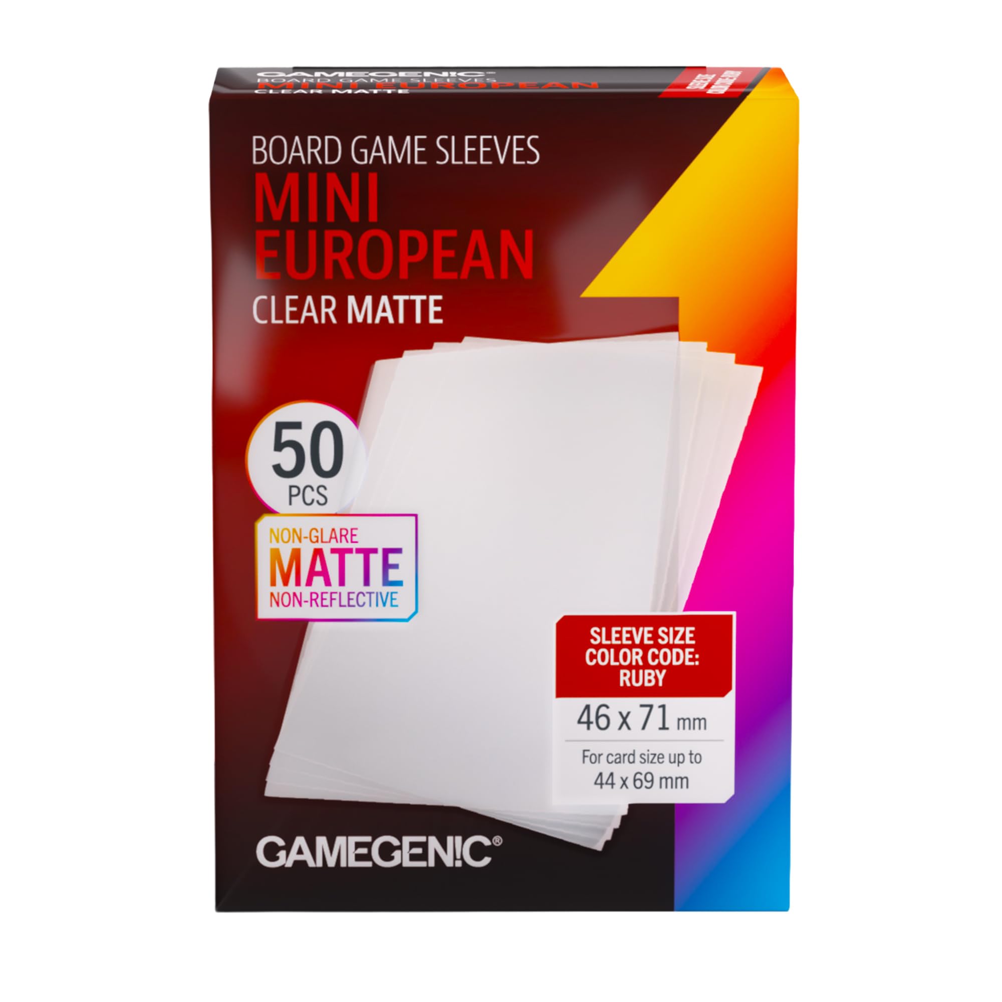 Gamegenic Board Game Sleeves: Mini European Size - Ruby Color Code