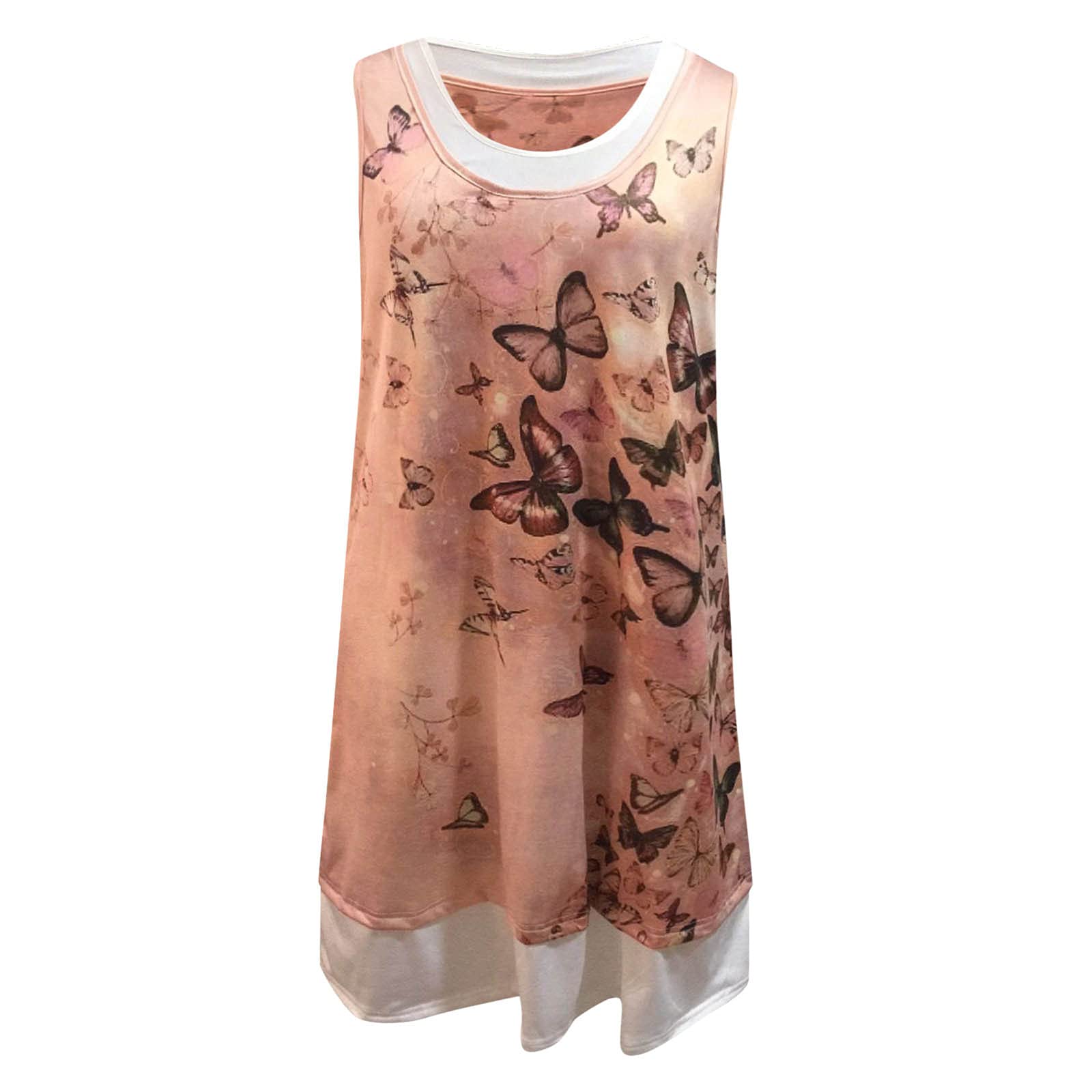 Sommerkleid Damen Midi Ärmellos Knielang Boho A-Linie Kleid U-Ausschnitt Casual Strand Kleider Lose Minikleid Strandkleider