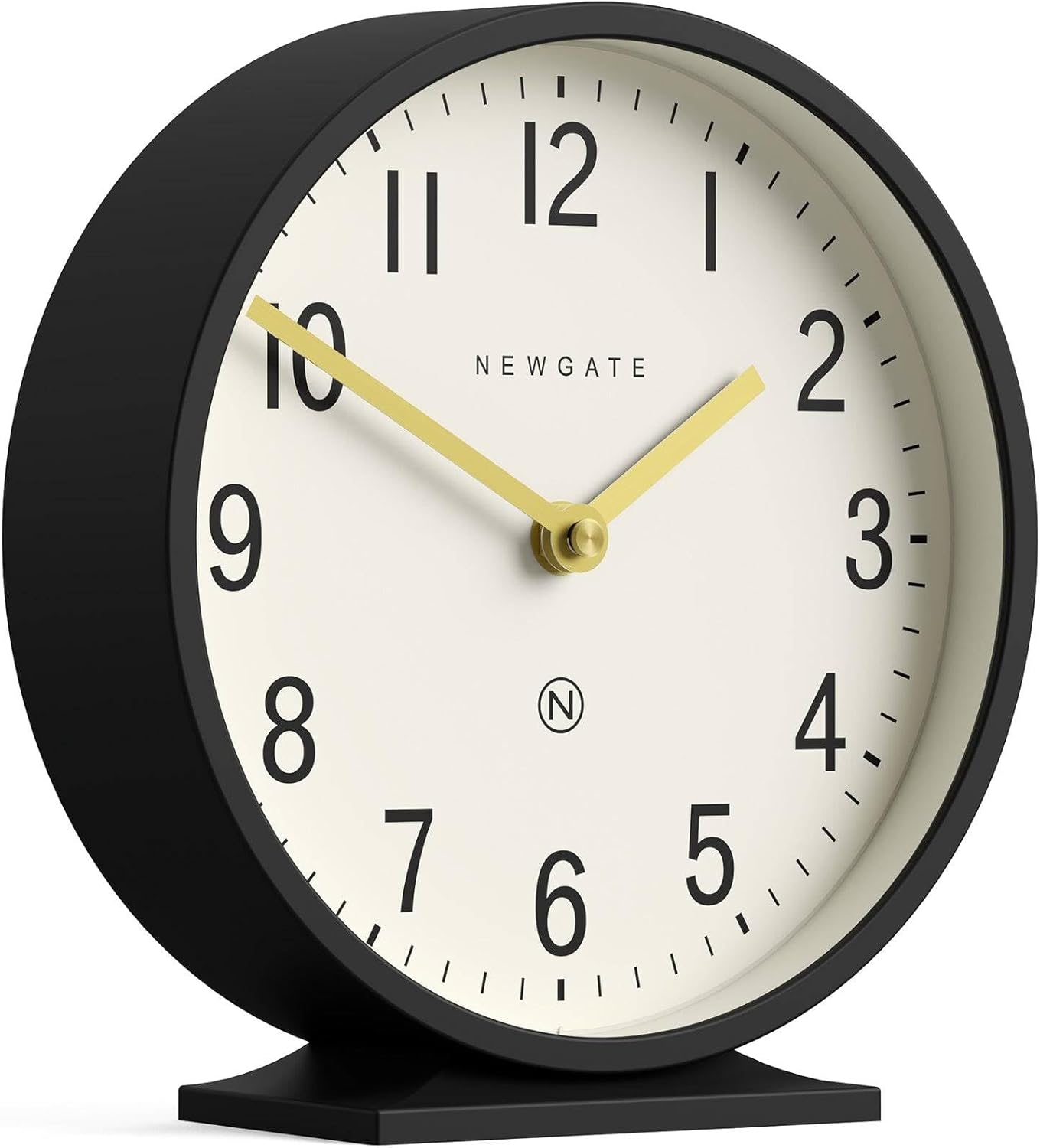 NEWGATE® Q Mantel Clock | Modern Classic Round Mantel Clock | Black | Contemporary Style for Mantel, Desk, Table, Shelf or Bedside