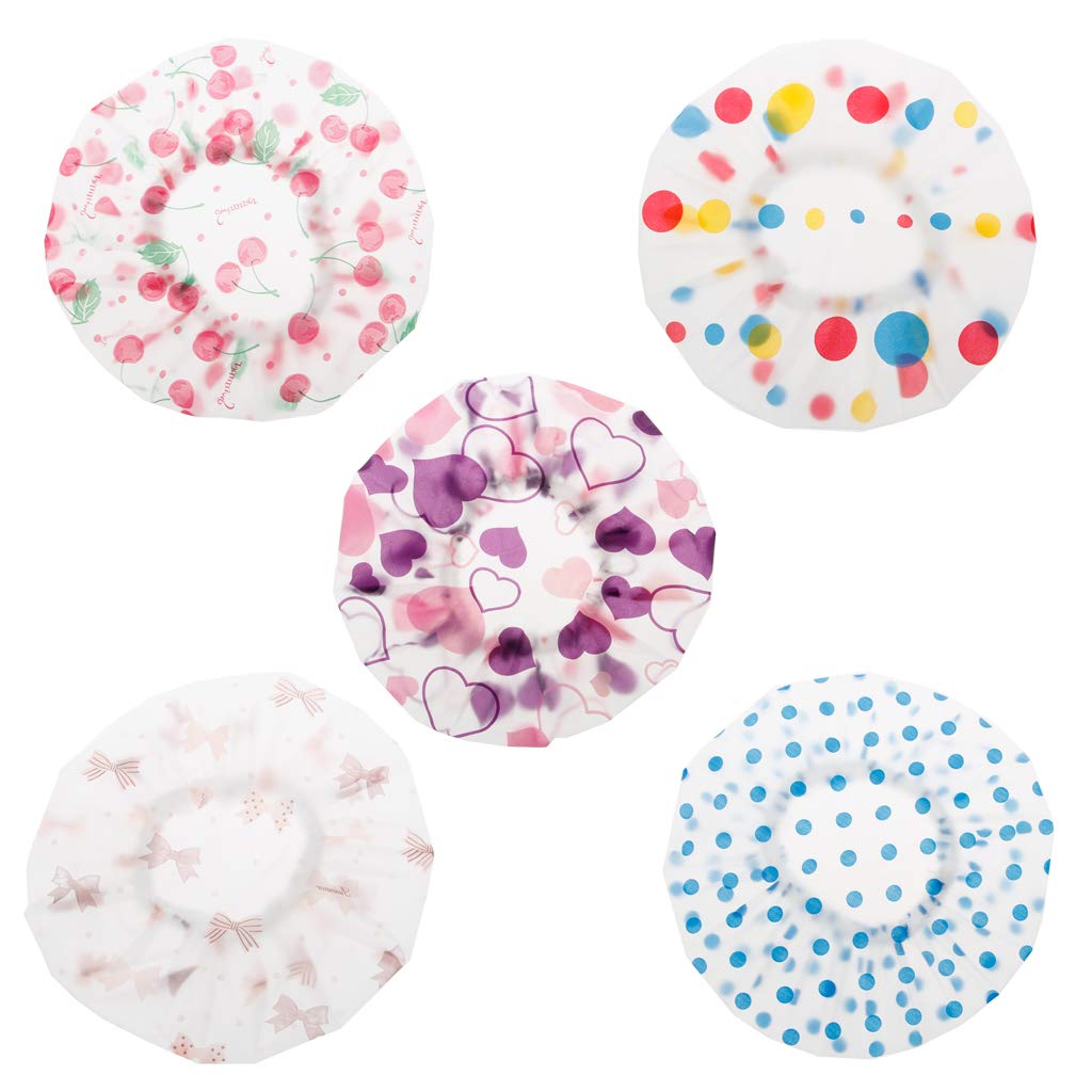 Shower Caps For Women Waterproof Reusable Shower Hair Caps Flower Print For Long Short And Curly Hair For Babies Dry Hair Cap With Button