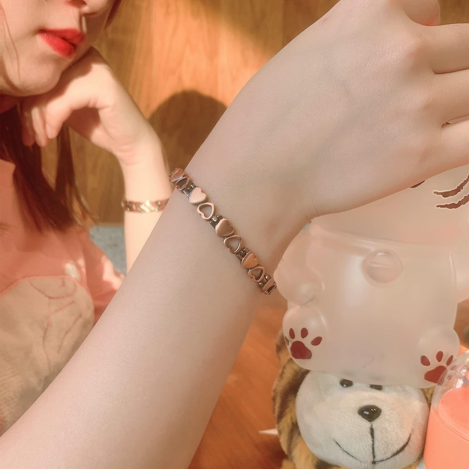 Copper Bracelets For Women Copper Magnetic Bracelet For Women Magnetic Copper Bracelet With 3 More Smarter Clasps Love Heart Jewelry Gift for Womens - Image 2