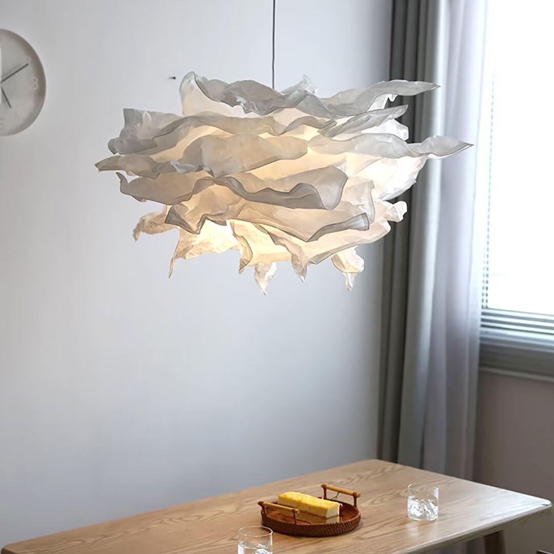 Lampada a sospensione creativa con nuvole di carta fai-da-te, lampada da soffitto con fiori di carta artistica Lampada da soffitto con nuvole decorative per camera da letto, soggiorno, 33,8"