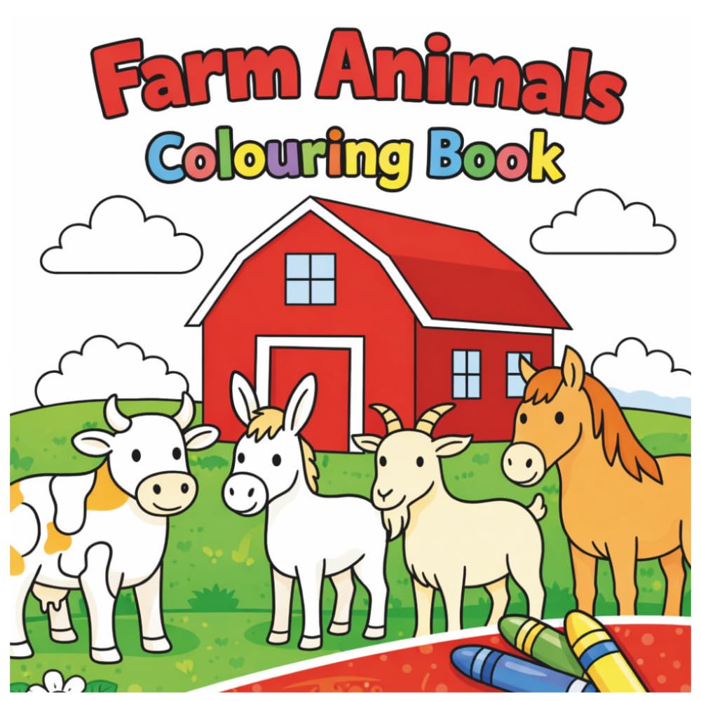 Farm Animals Colouring Book for Kids Aged 3-8