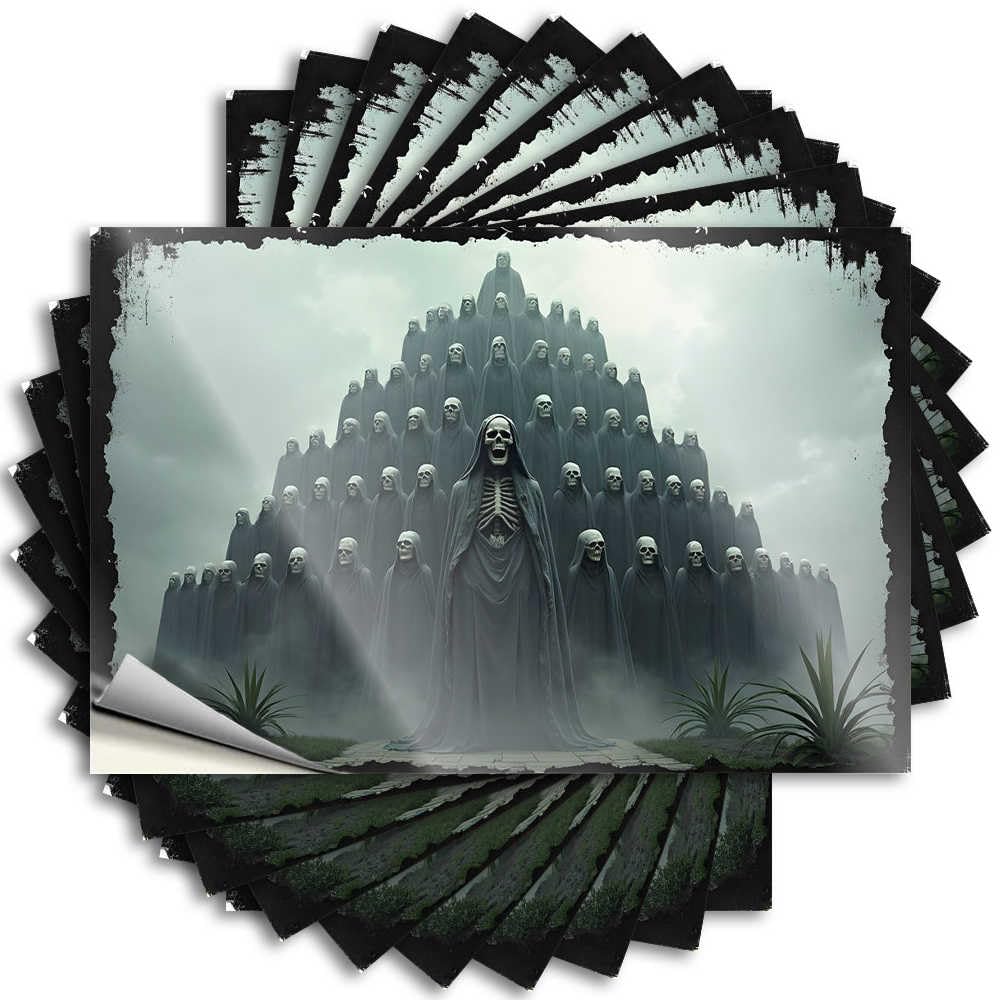 Fzfn Colour Skeletons In Cloaks Form A Mysterious Pyramid Tattoo Restroom Decor | Vintage Bumper Removable Decal Pack(6X9cm)