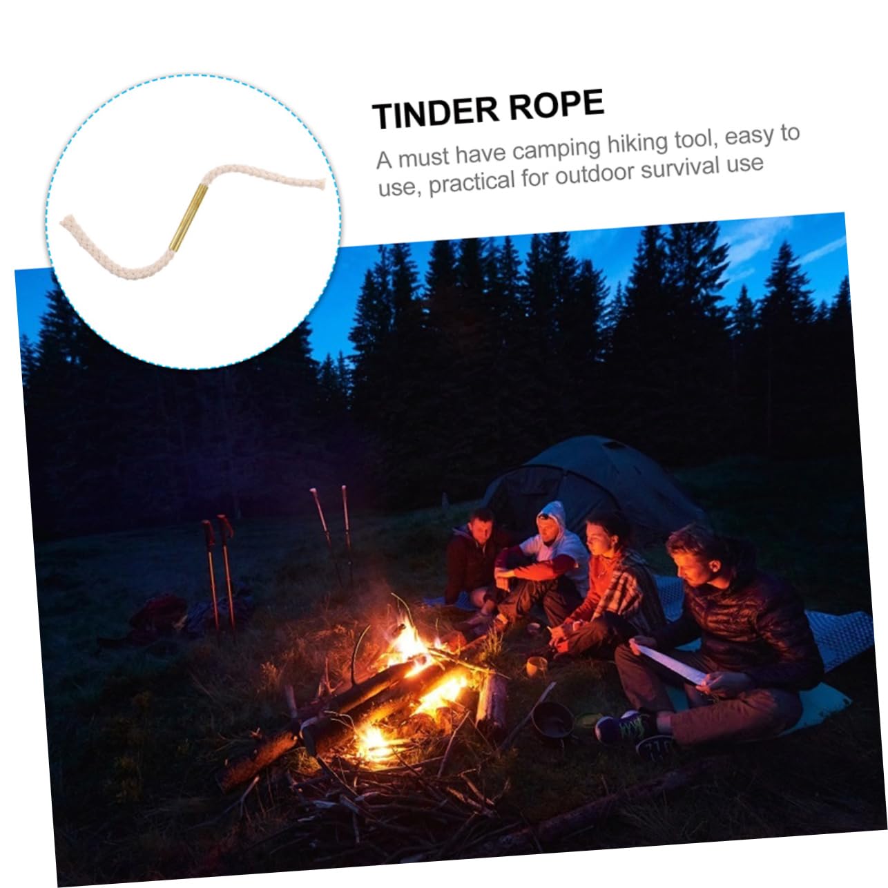 ARTSEWPLY 2pcs Survival Wick Cord Fire Starter Tool Lightweight Windproof for Camping Emergency Prep Outdoor Activities Handle for Fire Lighting