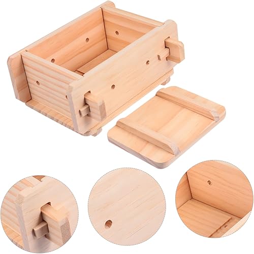 Miniatura 6 de Hemoton Prensa de queso 1 tofu Maker Set Prensa de tofu casera Fabricante de tofu Prensado de madera Máquina de tofu de madera Queso de madera