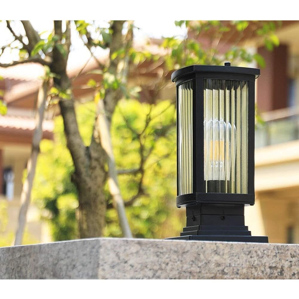 Farola Exterior Para Valla Poste De Luz Exterior De Aluminio Y Vidrio, E27, Resistente Al Agua, Para Jardín, Patio, Villa, Lámpara De Pilar, Lámpara De Columna De Porche Europea Luz De Columna(18*35.5